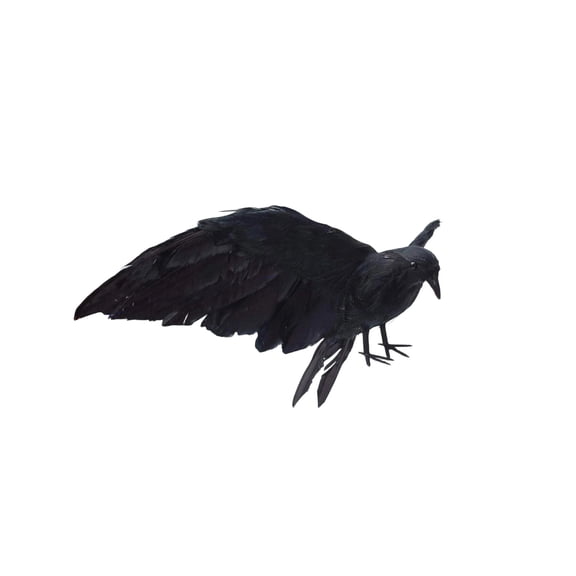 11" Halloween Perched Crow Decoration Realistic Black Raven Statue, Independent Single Pose Option for Halloween Decor, Spooky Accent for Indoor Outdoor Seasonal Holiday Displays