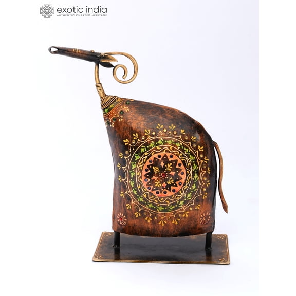 11" Hand-Painted Tribal Buffalo | Table Decor
