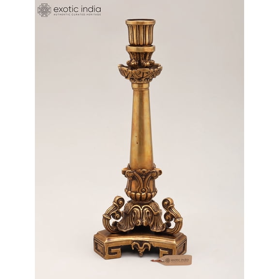 11" Handcrafted Brass Designer Candle Holder | Home Decor