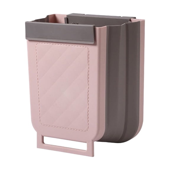11" Hanging Kitchen Trash Can, Foldable Waste Bin, Quickly Clean Counter, Sink, Bathroom, RV, Car, Camping Folding Garbage Basket (Pink)