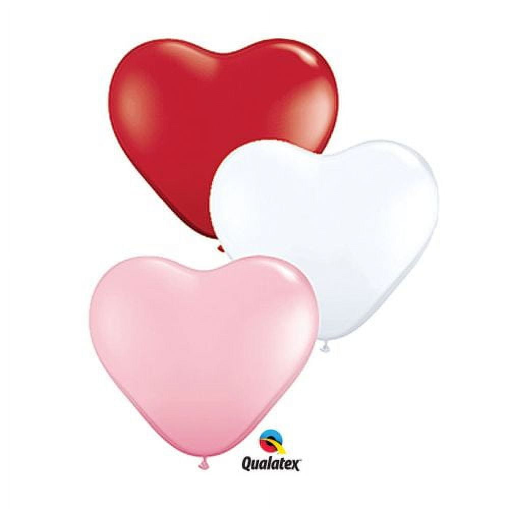11" Heart Shape Qualatex Asst Balloons, 100 Pack