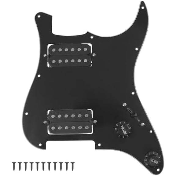 11-Hole 3-Ply HH Prewired Loaded Pickguard w/Alnico 5 HH Humbucker Pickups Compatible with USA/Mexican Fender Standard Stratocaster Strat Electric Guitar (Black)