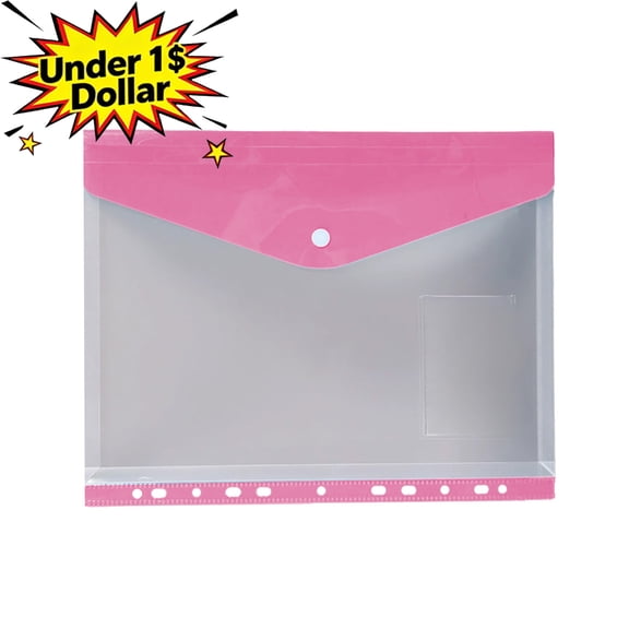 11‑Hole A4 Loose‑Leaf Binder File Pouch, Transparent Plastic Document Storage Bag with Snap Button Closure, Portable Label‑Design File Holder for Office Paper, Receipts & Bills Organization