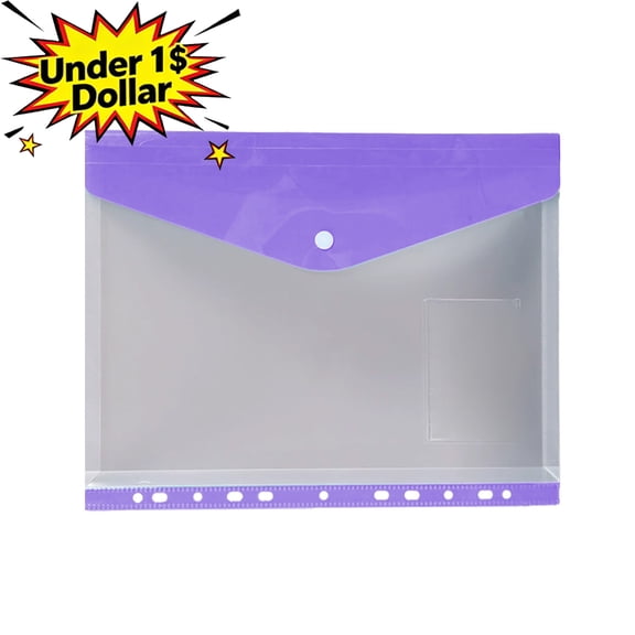11‑Hole A4 Loose‑Leaf Binder File Pouch, Transparent Plastic Document Storage Bag with Snap Button Closure, Portable Label‑Design File Holder for Office Paper, Receipts & Bills Organization