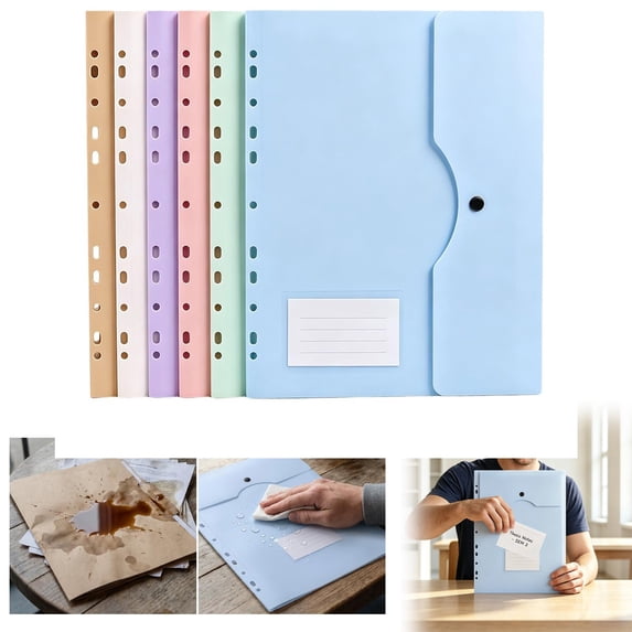 11 Hole Binder Pockets for Documents, Expandable File Folder with Snap Button Closure, Multiple Pockets File Folder Organizer for 2 3 4 Ring Binder, Letter A4 Paper Storage