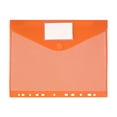 thumbnail image 1 of 11-Hole Colorful Velcro Expanding File Pockets with Label Slot & Snap Button, Waterproof Plastic Document Envelopes, Durable Letter Size File Pouches for Office Paper Storage,Orange, 1 of 9