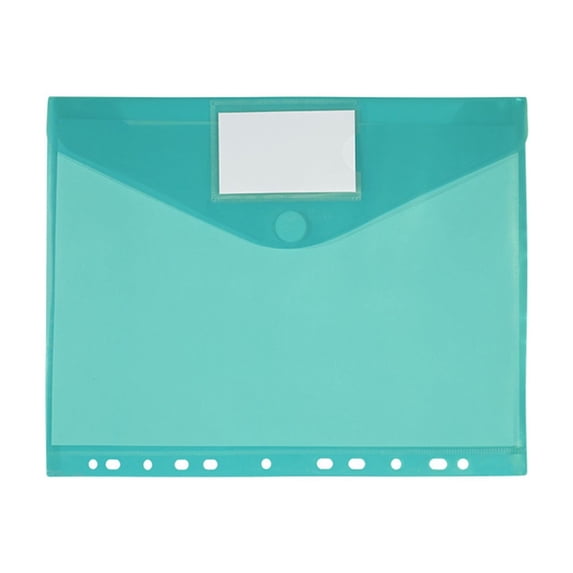 11-Hole Colorful Velcro Expanding File Pockets with Label Slot & Snap Button, Waterproof Plastic Document Envelopes, Durable Letter Size File Pouches for Office Paper Storage,Green