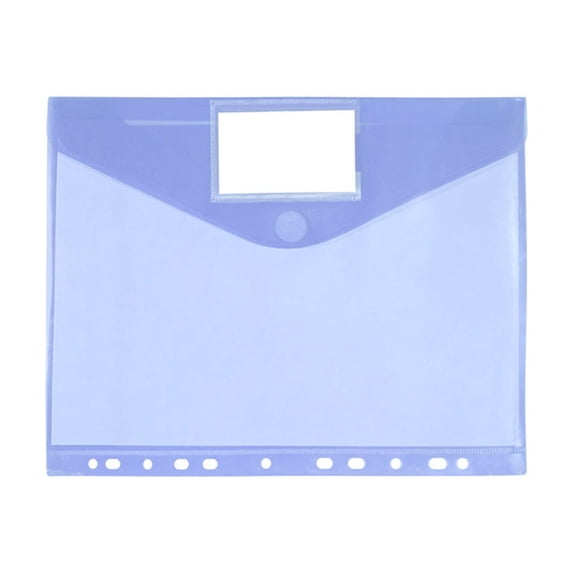 11-Hole Colorful Velcro Expanding File Pockets with Label Slot & Snap Button, Waterproof Plastic Document Envelopes, Durable Letter Size File Pouches for Office Paper Storage,Blue