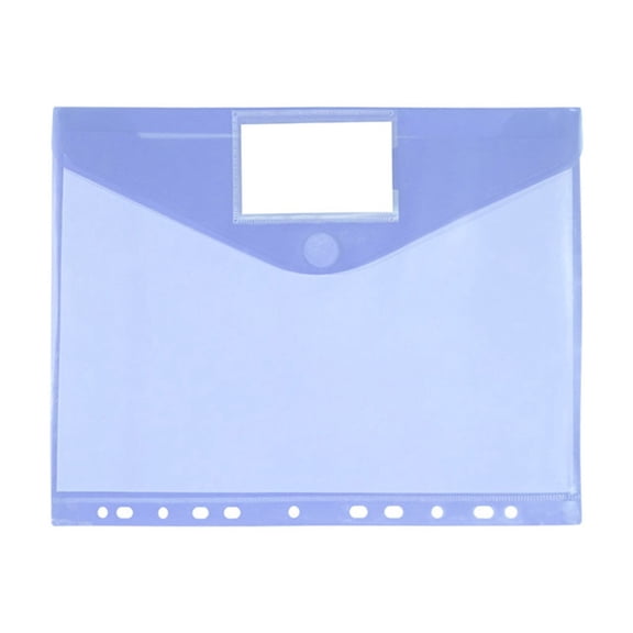 11-Hole Colorful Velcro Expanding File Pockets with Label Slot & Snap Button, Waterproof Plastic Document Envelopes, Durable Letter Size File Pouches for Office Paper Storage,Blue