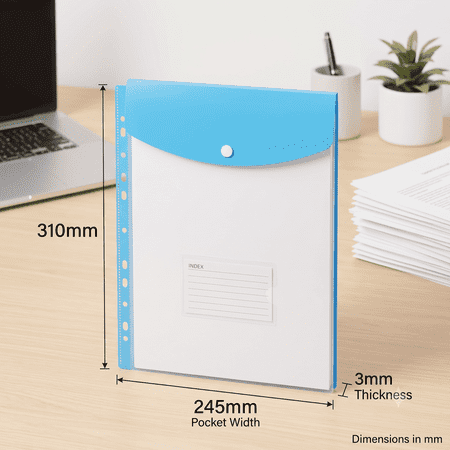 11-Hole Expanding File Pockets,A4 Expanding File Folder,Pouch with Snap Button & Label Loose-Leaf Transparent for School Home Office