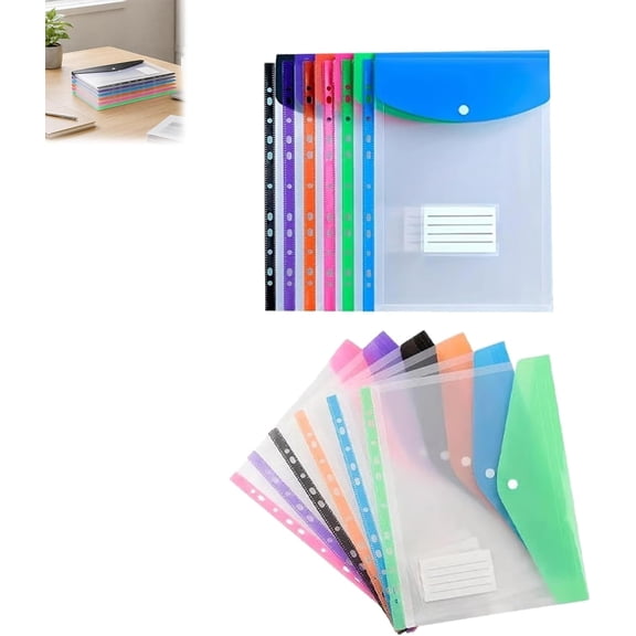 11-Hole Expanding File Pockets Assorted Colors, Expandable Plastic Envelopes Binder, Binder Pocket, for School Home Office (Vertical Horizontal Version*12)