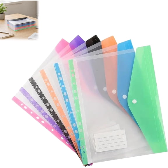 11-Hole Expanding File Pockets Assorted Colors, Expandable Plastic Envelopes Binder, Binder Pocket, for School Home Office (Horizontal Version*6)