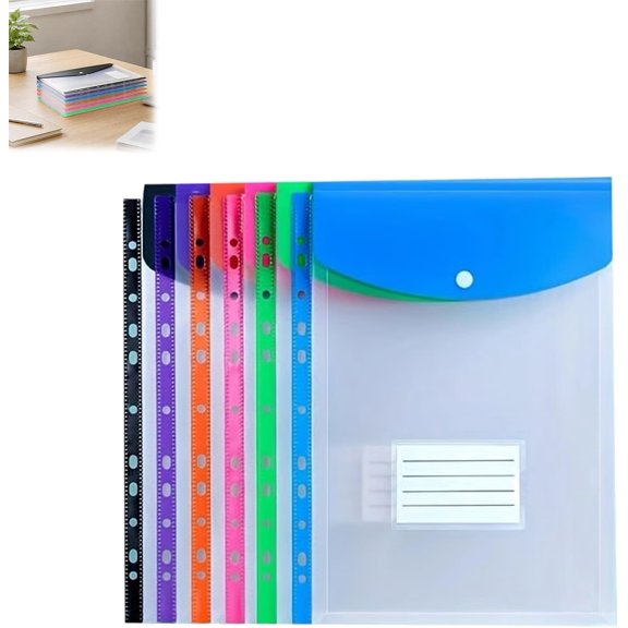 11-Hole Expanding File Pockets Assorted Colors, Expandable Plastic Envelopes Binder, Binder Pocket, for School Home Office (Vertical Version*6)