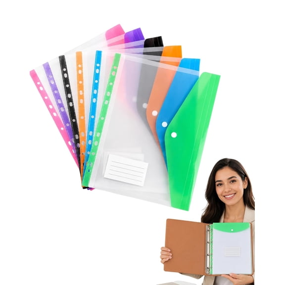 11 Hole Expanding File Pockets, Assorted Colors Heavy Duty Waterproof