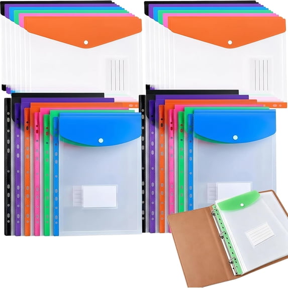 Assorted File Folder Labls 11-Hole Expanding File Pockets Assorted Colors, Horizontal & Vertical ...