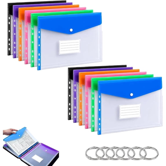 11-Hole Expanding File Pockets Assorted Colors, Transparent Expandable ...