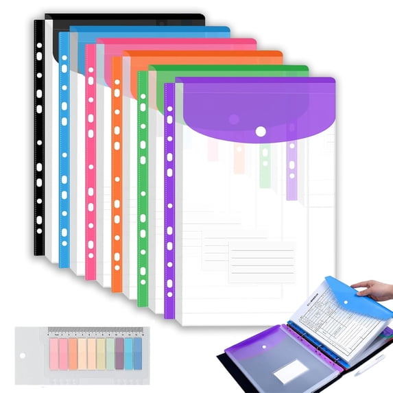 Snap Closure File 11 Hole Expanding File Pockets, Thick PP Binder Envelopes with Snap ...