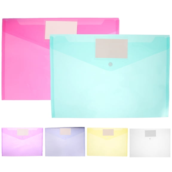 6-Pack Transparent A4 Document File Bags with 11 Holes and Snap Button, Plastic Folder Envelopes for Office, Receipts, Cards, PP Material