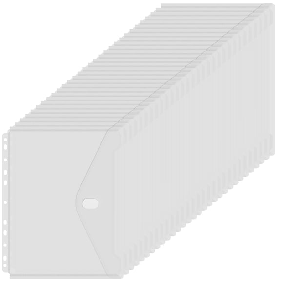 11 Holes Clear Poly Envelope Binders Pocket Insert with Hook and Loop Closure Letter Size 10 Packs