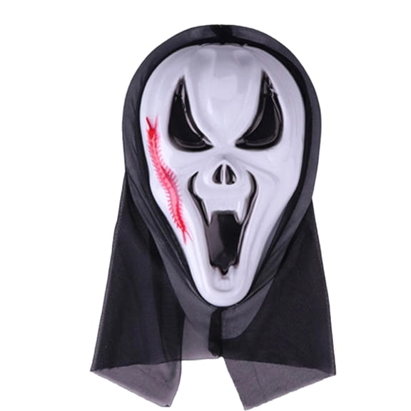 11 INCH Halloween Mask Ghost Face Scream Scary Mask Head Cover, Horror Mask Cosplay Prop Party Cosplay, Creepy Halloween Face Mask Scary Atmosphere, Funny Gifts for Halloween Birthday #F