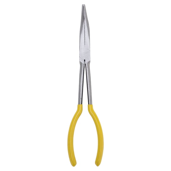 11 Inch / 28 cm Long Reach Needle Nose Pliers High Carbon Steel 25 Degree Angled Hand Tool for Mechanic Technician Auto Repair Ergonomic Comfort Grip Professional Grade Precision Pliers