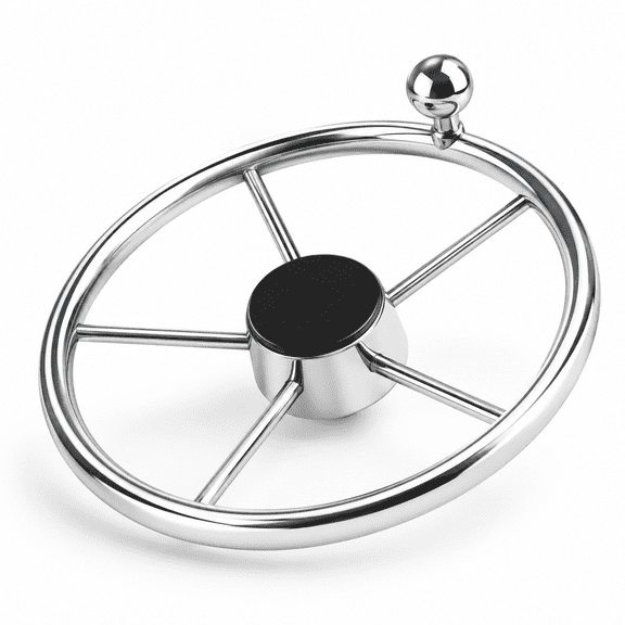 11 Inch 5 Spoke Stainless Steel Marine Boat Steering Wheel with Control Knob and Cap