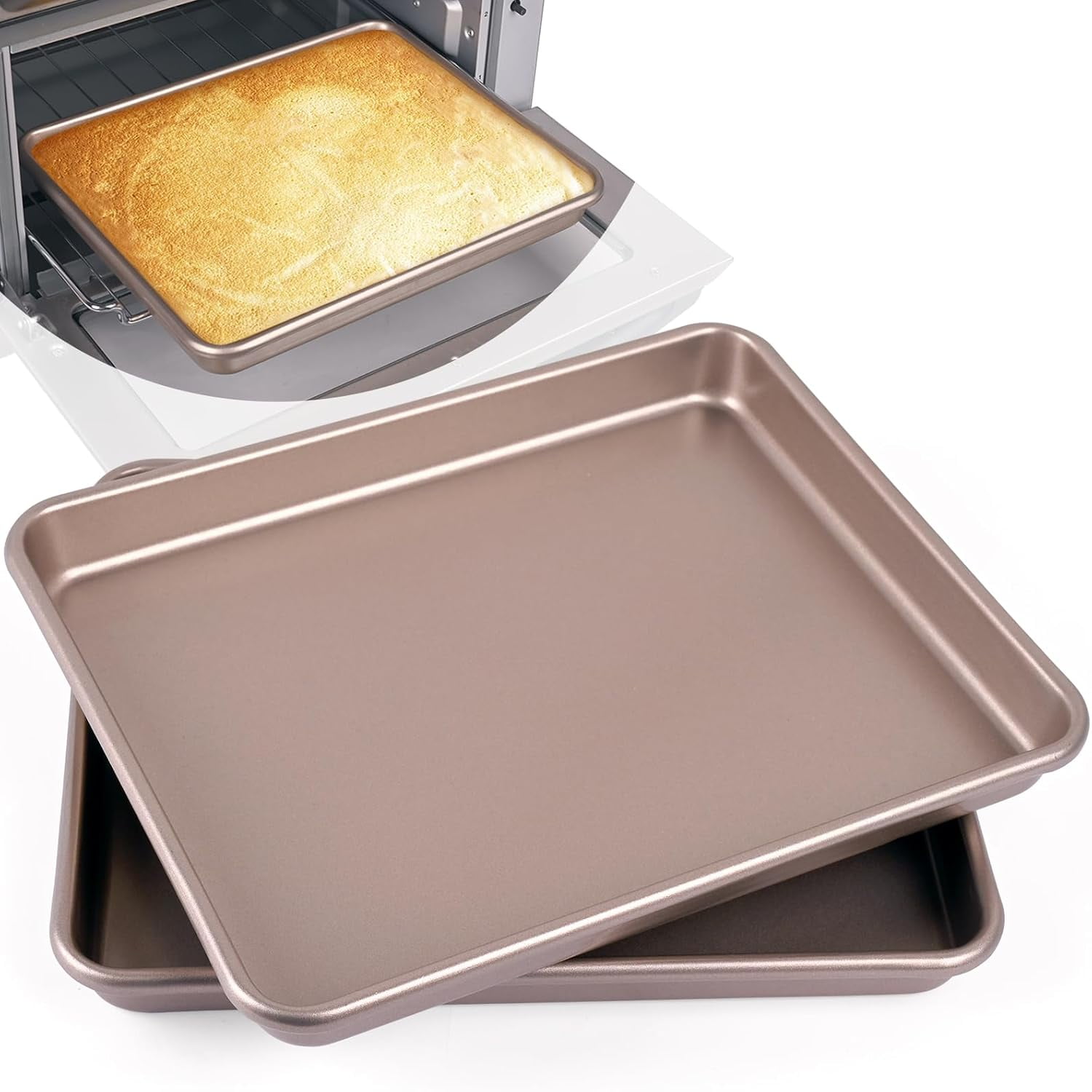 11 Inch Air Fryer Toaster Oven Tray, Set of 2 Nonstick Heavy Carbon Steel Toaster Cookie Sheets Baking Pan