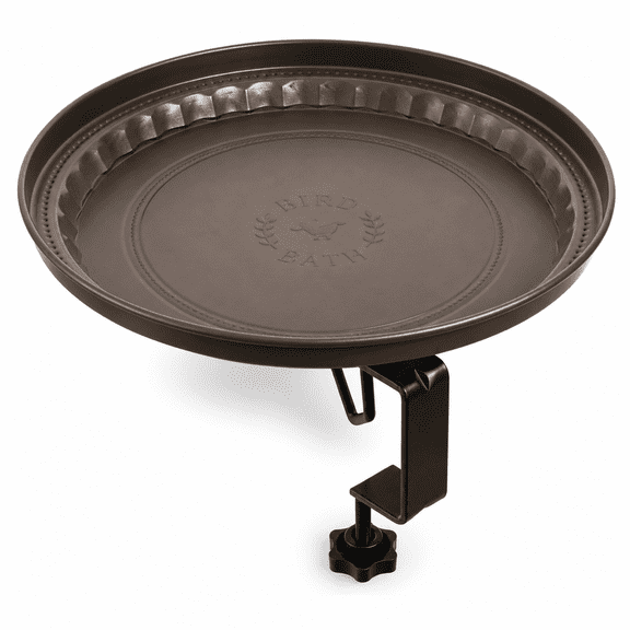 11 Inch All-Metal Rust-Proof Deck Mounted Bird Bath With Adjustable Clamp