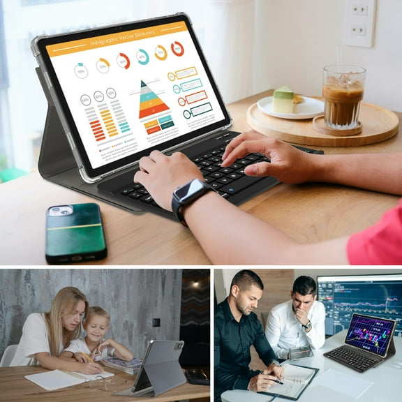 11 Inch Android 14.0 Tablets, 2 in 1 Tablet, Octa Core Processor, 18GB (6GB+12GB virtual) RAM/128GB ROM, WiFi, Bluetooth, GPS, Google Certified Tablet PC, 5+5+13MP Camera, with Keyboard