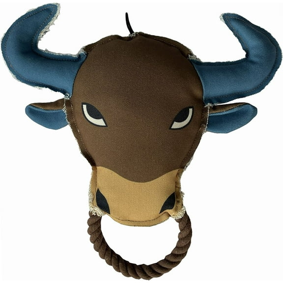 Scoochie Pet Angry Texas Bull Squeaky Dog Chew Toy, 11-in