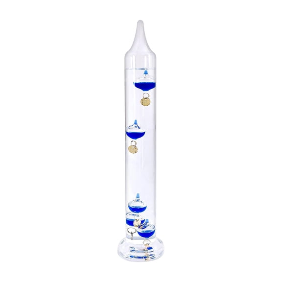 11 Inch Blue Glass Galileo Thermometer With Gold Tags From 64f To 80f Ideal Gift For Friends And Family Indoor & Outdoor Decor