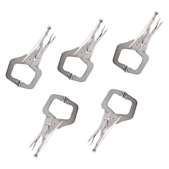 11 Inch C-Clamps 5-Pack - Locking Pliers Set with Swivel Pad - Heavy Duty Vise Jaws for Welding, Woodworking, Home & Workshop