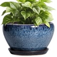 thumbnail image 1 of Stillaflora 11 inch Blue Glaze Large Floor Ceramic Decorative Planter with Drainage & Saucer for Watering,Tall Pot for Plants & Fiddle Leaf Fig Trees, 1 of 7