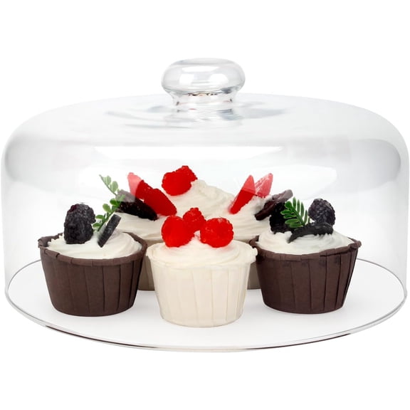 11 Inch Clear Cake Dome Cover, Glass Round Cake Stand Cover, Pastry Display Cloche for Food Plastic, Cake Cover Lid for Cake Stand Cake Plate Display Serving Platter (11 Inch - Glass)