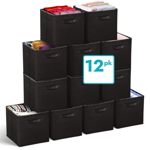 11 Inch Cube Fabric Storage Bins 12 Pack Home Bedroom Office Organization