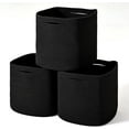 thumbnail image 1 of 11 Inch Cube Storage Bins, 11x11 Cube Storage Bins for Cube Organizer, Square Cloth Storage Cubes, Black Woven Storage Baskets for Shelves, Toy Baskets Storage Kids, Black (Pack of 3), 1 of 10