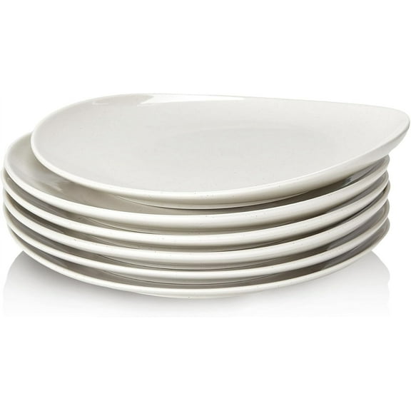 11 Inch Dinner Plates Set of 6 - White Dinner Plates - Dishwasher, Microwave, Oven Safe, Scratch Resistant.