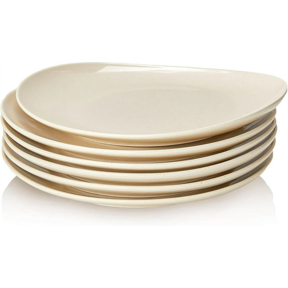 11 Inch Dinner Plates Set of 6 - White Dinner Plates - Dishwasher, Microwave, Oven Safe, Scratch Resistant.