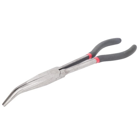 11-Inch Extended Handle Pliers 45-Degree Curved Nose Pliers, High-Carbon Tool Steel Hand Tool with Ergonomic Plastic Grip for Hardware, Automotive, and Precision Engineering Tasks (280mm / 11 in)
