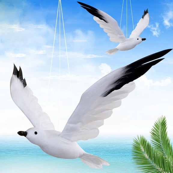 11 Inch Fake Artificial Feathered Seagull Decoy Realistic Seagull Garden Decor Sculptures & Statues White