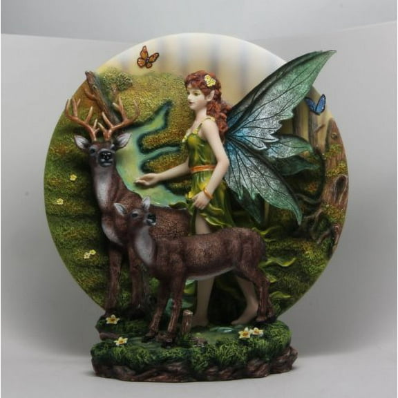 11 Inch Fall Foliage Fairy with Deer and Nature Scene Figurine