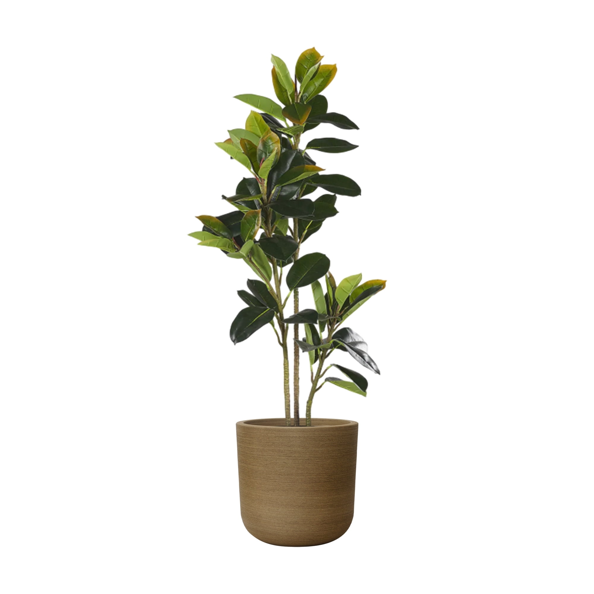 STONE LITE 10.4"x10.4"x11" Cylindrical Plastic Faux Wood Plant Pots and Planters with Drainage Holes
