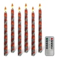 thumbnail image 1 of 11 Inch Flameless Taper Candles with Remote, Multicolored Printed Candlesticks with LED Flickering Flame, Flameless Candles for Christmas Home & Wedding Decor, Pack of 6, 1 of 1