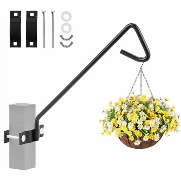 11 Inch Long Fence Deck Hook Rail Hanging Mounting Kit Heavy Duty Bird Feeder Hook Decorative Hanger for Bird Feeders Planters Suet Baskets Lanterns on Balcony Porch Railing Fence