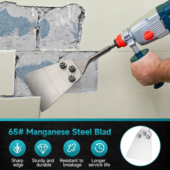 11 Inch Long SDS Plus Shank Floor Scraper, 5 Inch Wide 40 Cr Thin-Set Scaling Chisel, Removal Tools for Thin-Set Mortar Tile Adhesive$$Tools & Hardware Other
