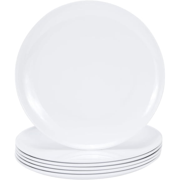 11-Inch Melamine Plates,6 Lightweight Unbreakable Dinner plate for Everyday Use, Parties & Gatherings,Indoor & Outdoor Dishes for Weddings, Housewarming - Elegant White