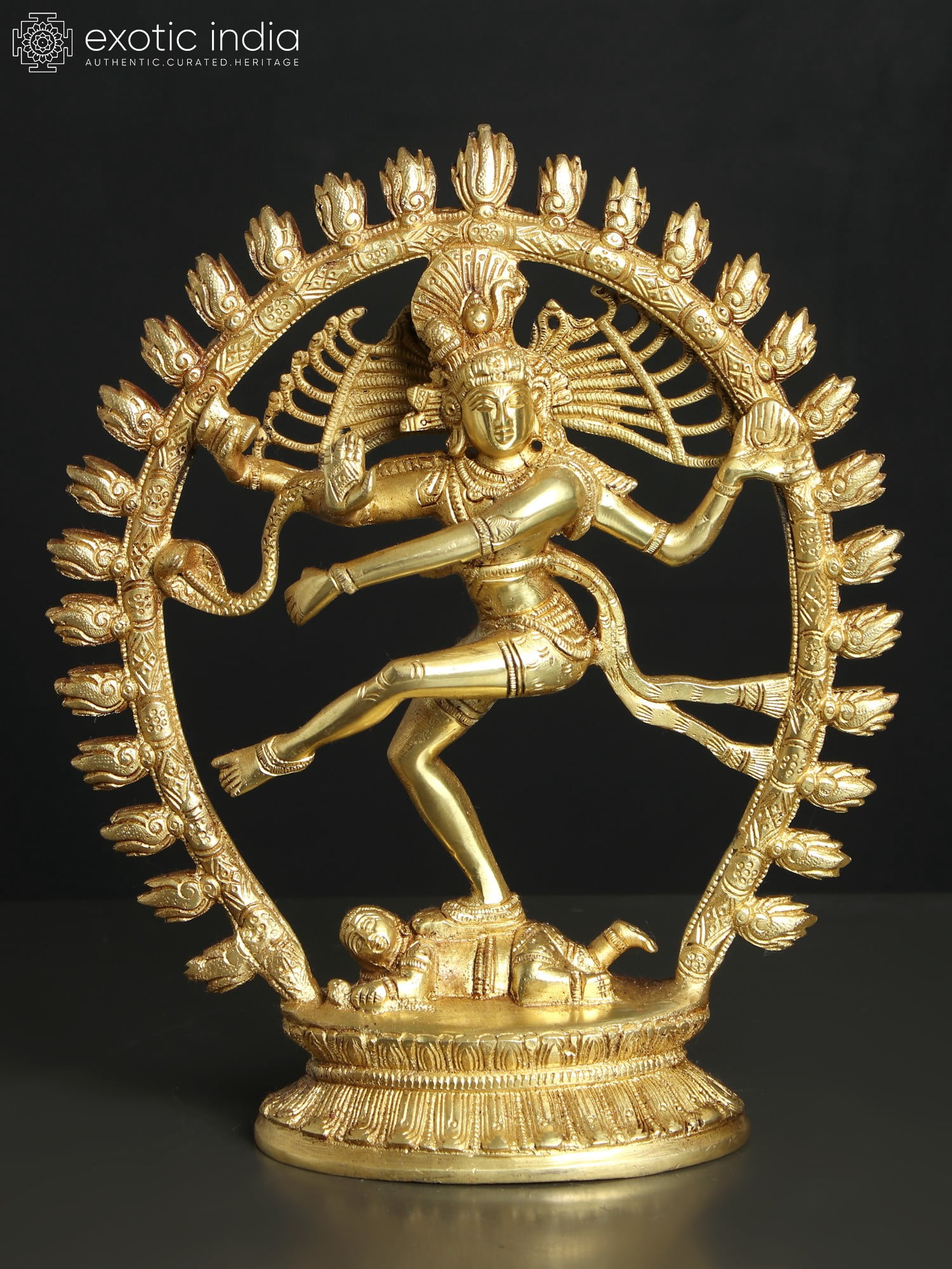 11 Inch Nataraja Dancing Lord Shiva Brass Statue - Cosmic Dance Form ...