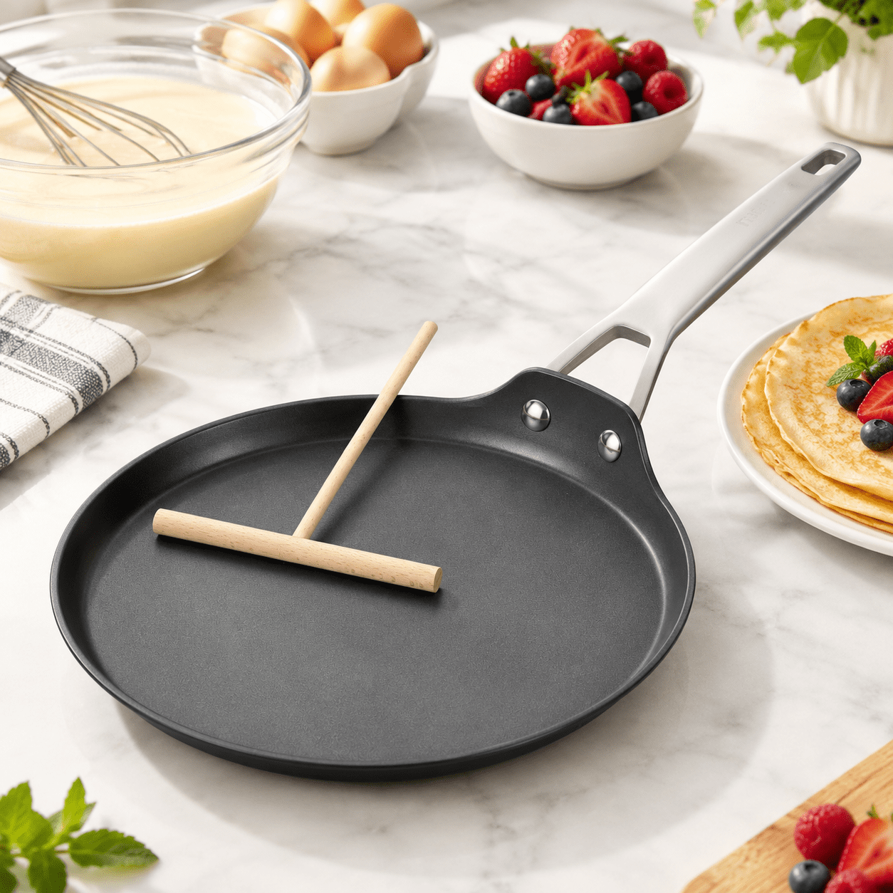 11 Inch Nonstick Crepe Pan with Spreader for Induction Cooking ...