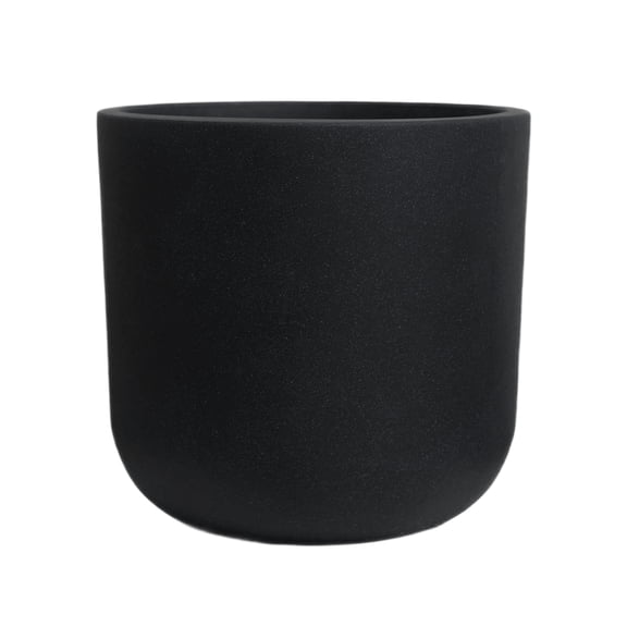 STONE LITE 11.6" x 11.6" x 11" Cylinder Black Plastic Planter Pot with Drainage Holes and Plug
