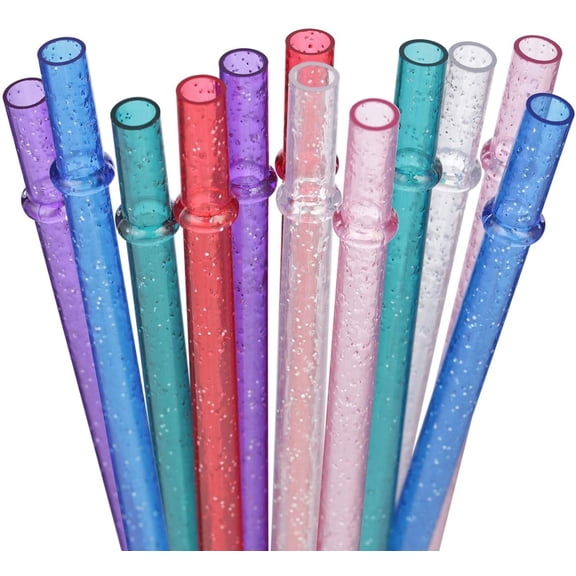 11 Inch Reusable Plastic Straws, Replacement Drinking Straws for 24 oz-40 oz /Tumblers,Dishwasher safe,Set of 12 with Cleaning Brush(6color,11inch)